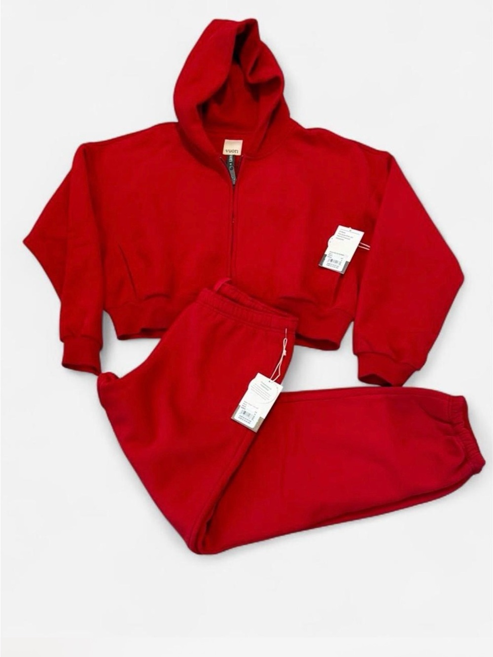 SET Vuori CHERRY RED Restore Mini Full Zip Hoodie M & Classic Sweatpants XS 4/6